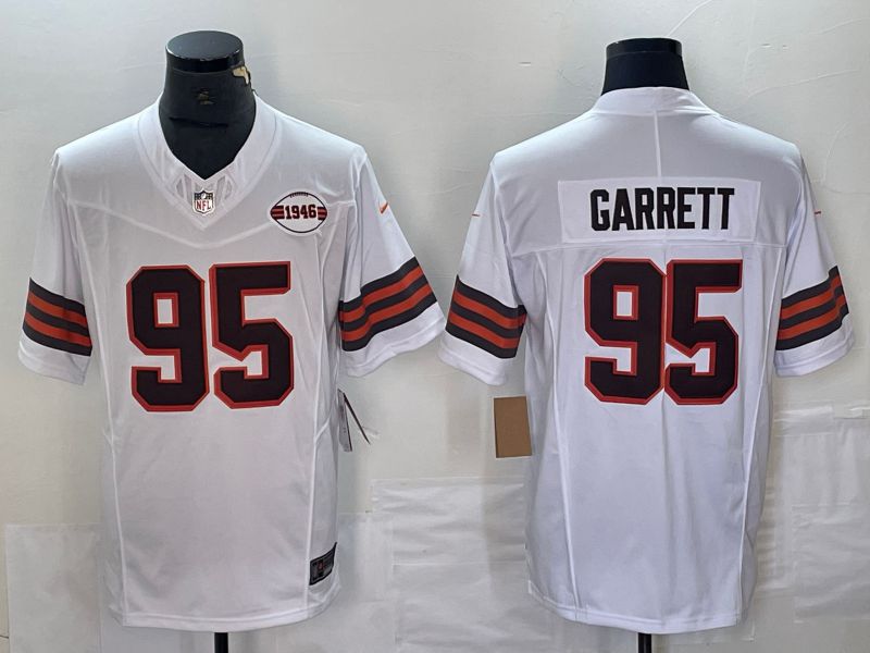 Men Cleveland Browns 95 Garrett White 2023 Nike Vapor Limited NFL Jersey style 2